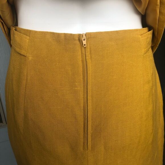 Vintage 70s Yellow Skirt Suit Blazer Set Padded Shoulder Size 8 - Picture 4 of 9